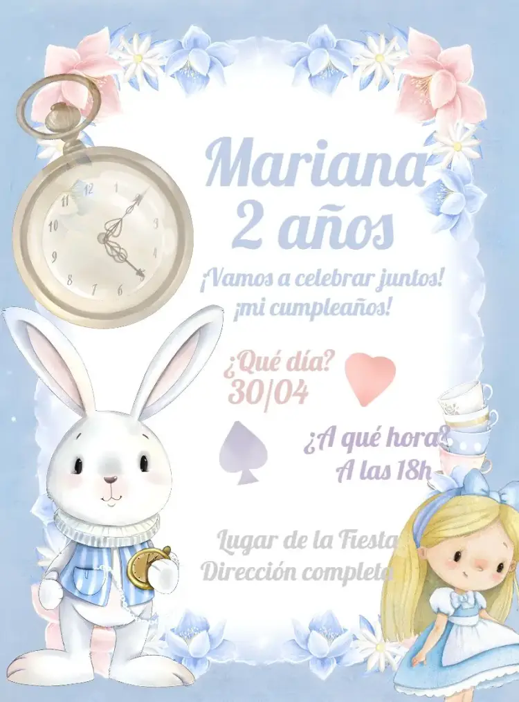 Invitación Alice En El País De Las Maravillas Acuarela Vajilla editable y personalizable