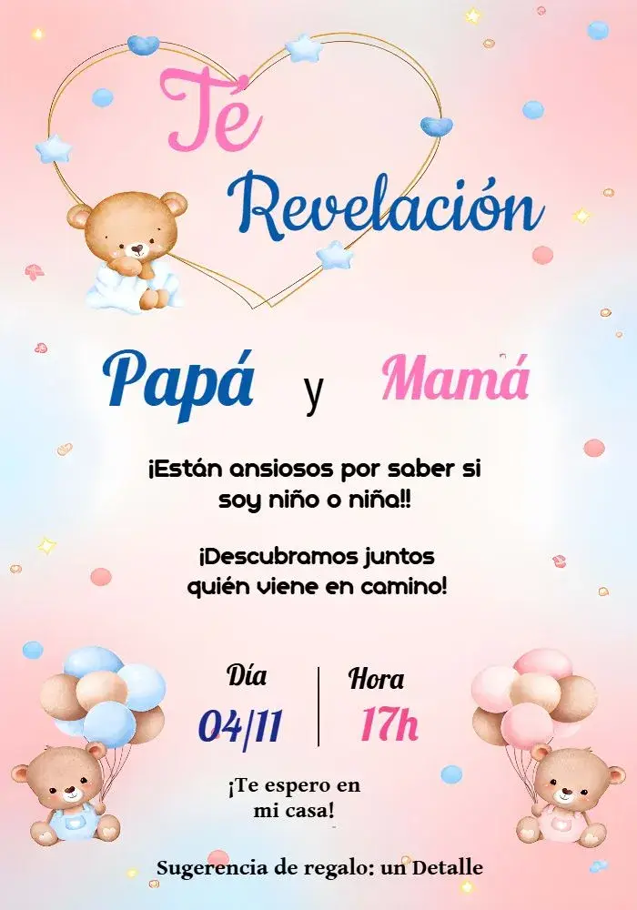 Invitación Baby Shower Ositos Blancos editable y personalizable