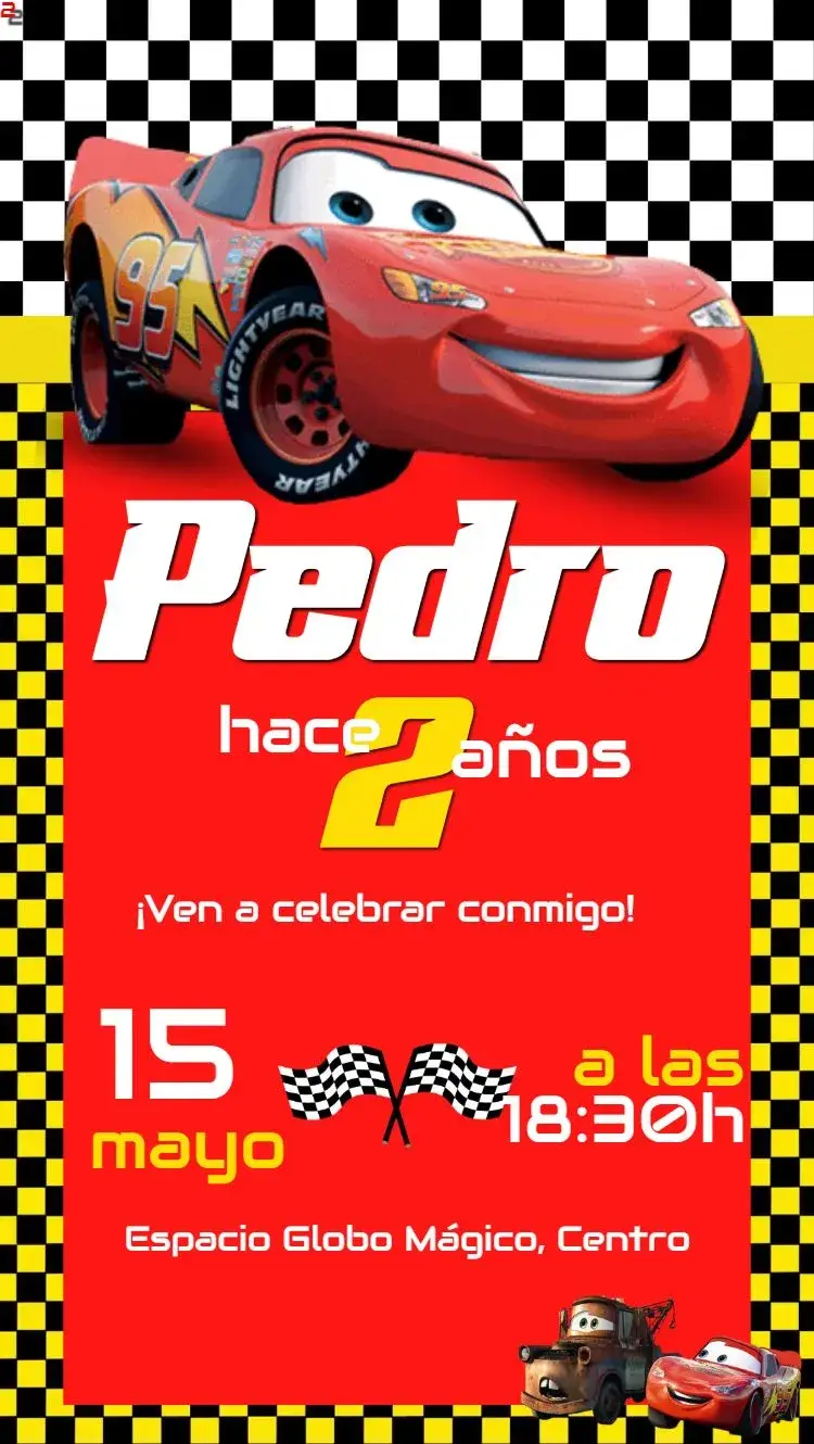 Invitación Relámpago McQueen Coches