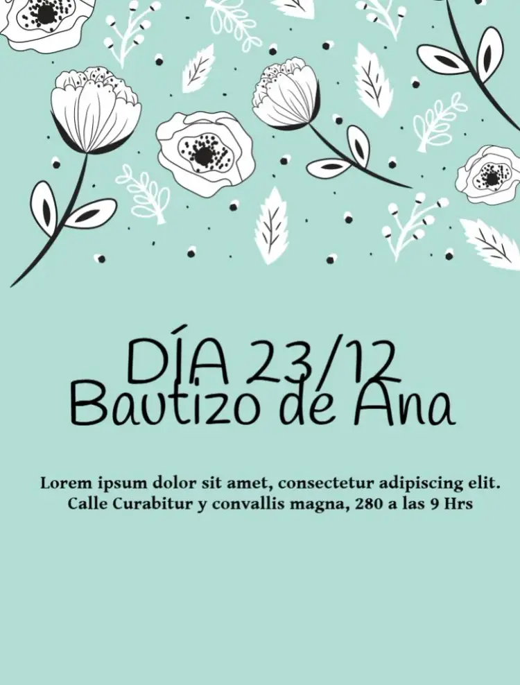 Invitación Bautizo Flores