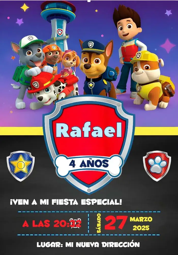 Invitación Patrulla Canina Patrol