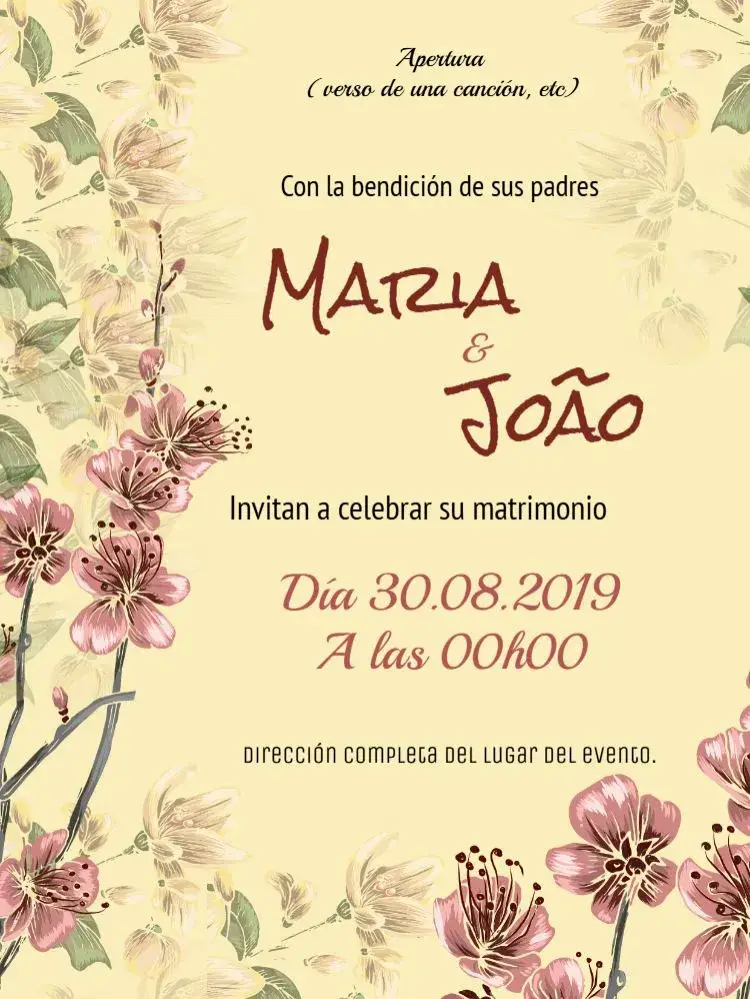 Invitación Boda Floral Vintage
