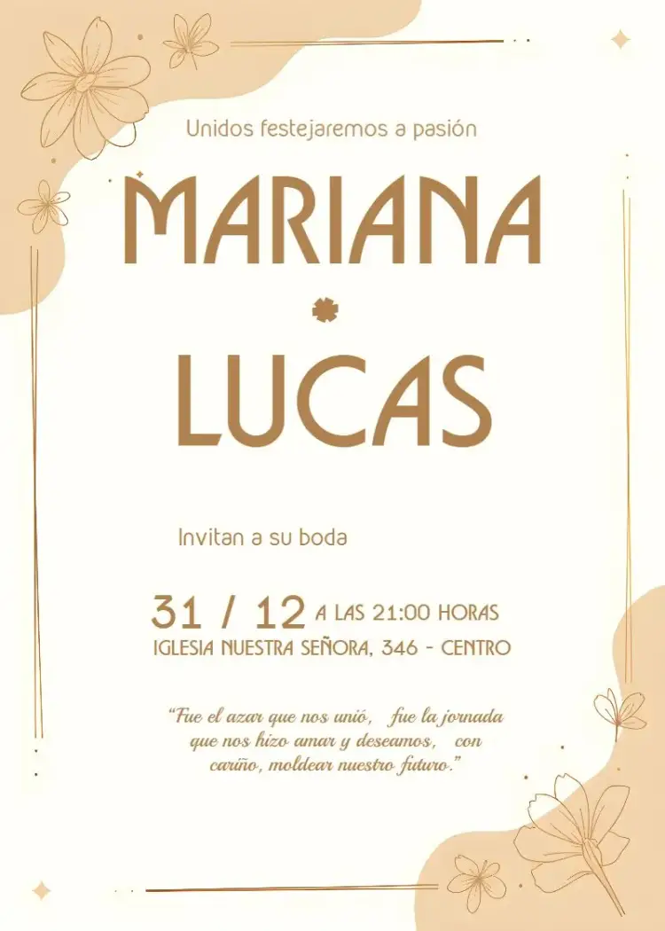 Invitación Boda Brillante