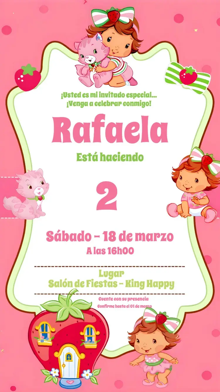 Invitación Fresa Niña