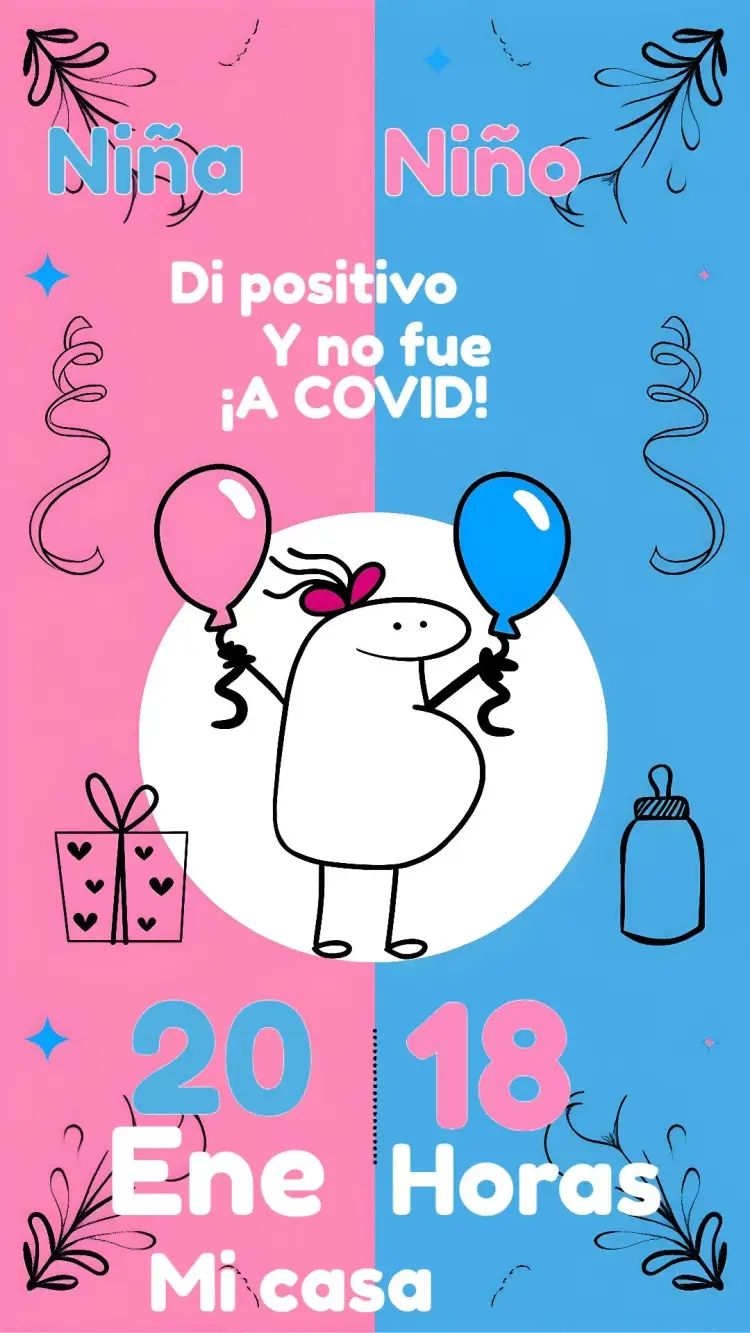 Invitación Fiesta de Revelación Flork Azul editable y personalizable