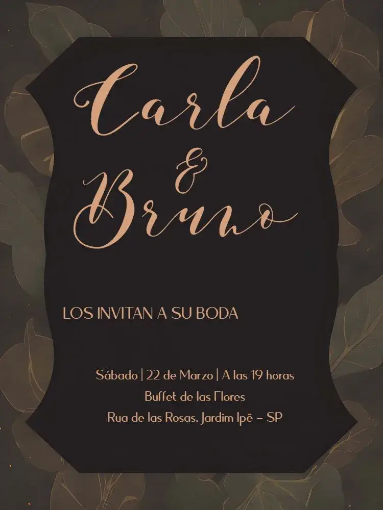 Invitación Boda Elegante en Negro
