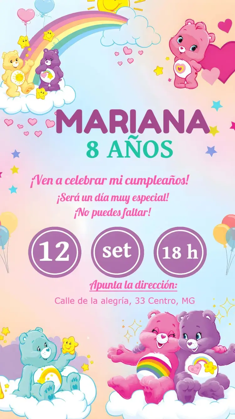 Invitación Osos Cariñosos Colorido
