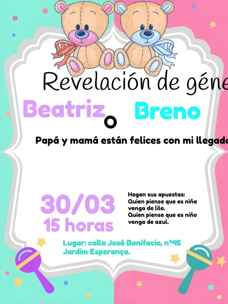 Invitación Baby Shower de Ositos Reveladores