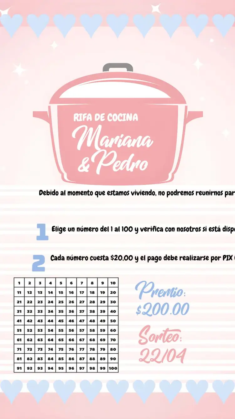 Invitación Té de Rifa de Cocina de Boda