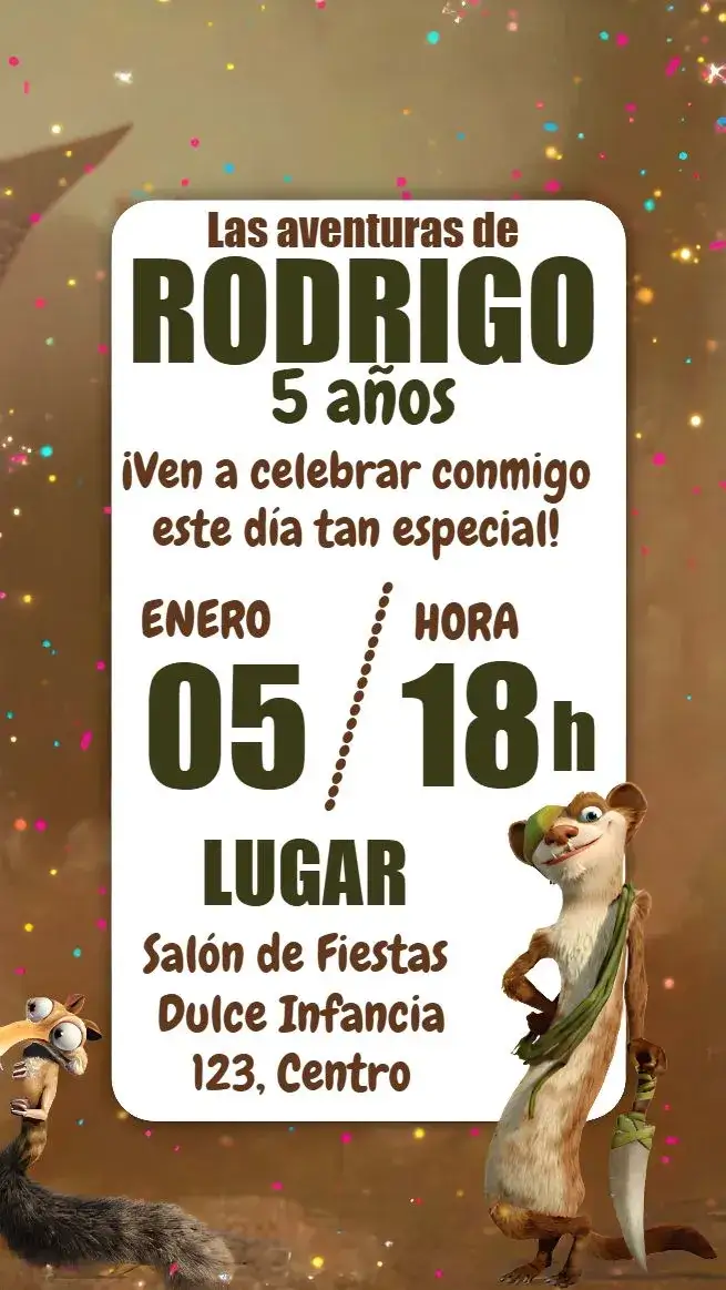 Invitación Las Aventuras De Buck – tema Cumpleaños Infantil colorido, divertido, aventura, infantil, temático, animado
