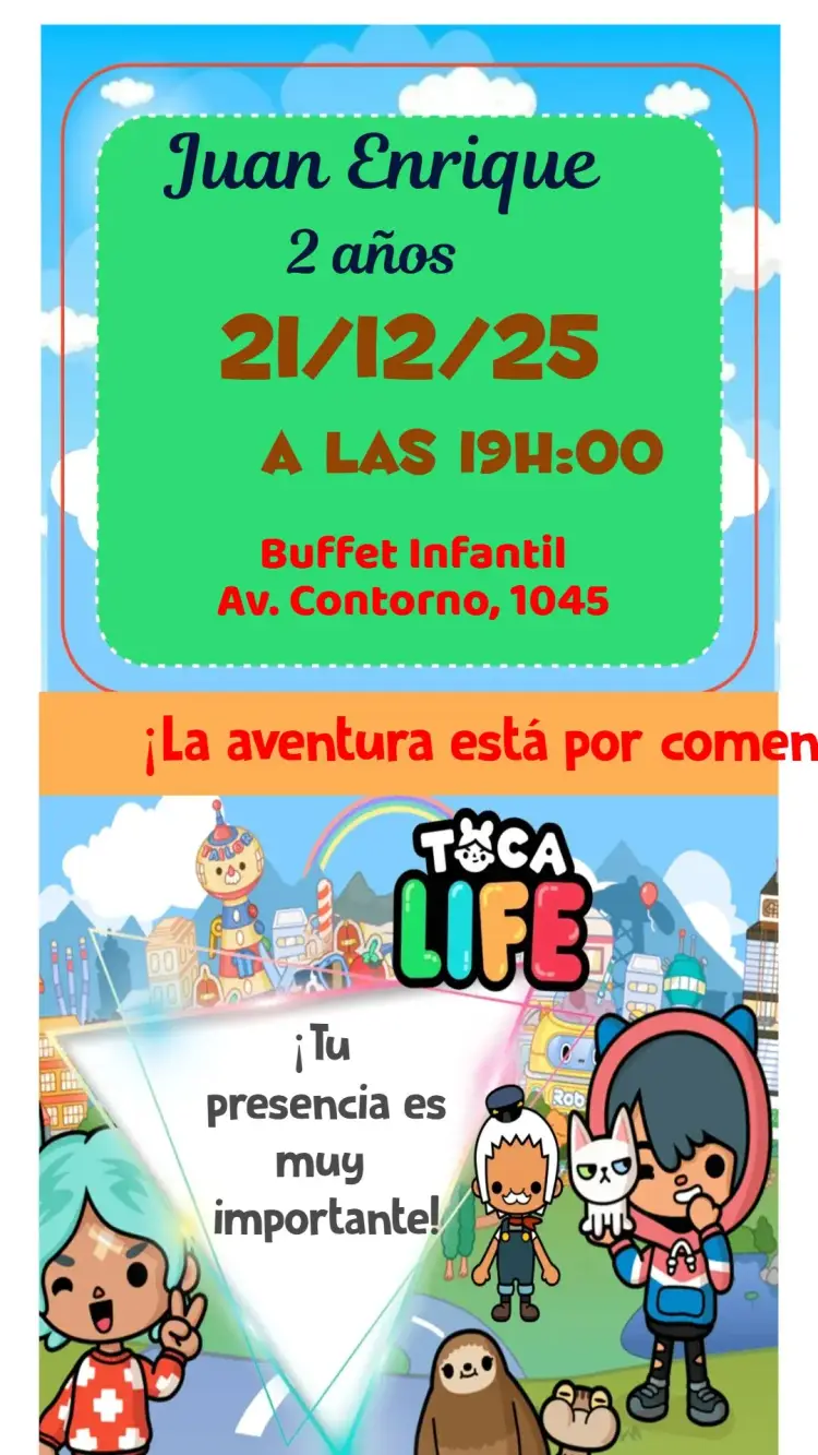Invitación Toca Life World