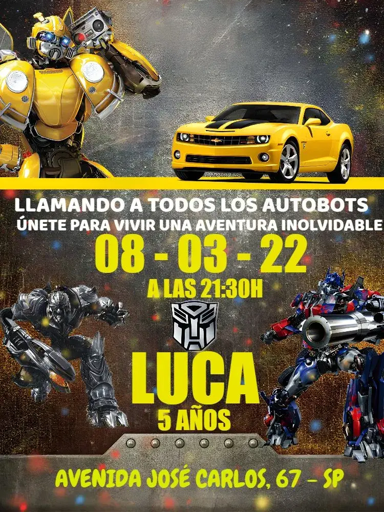 Invitación Transformes Azul