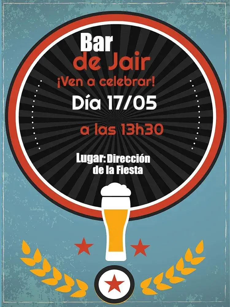 Invitación Bar de Whatsapp – tema Cumpleaños bar, bar, vintage, moderno, descontraído