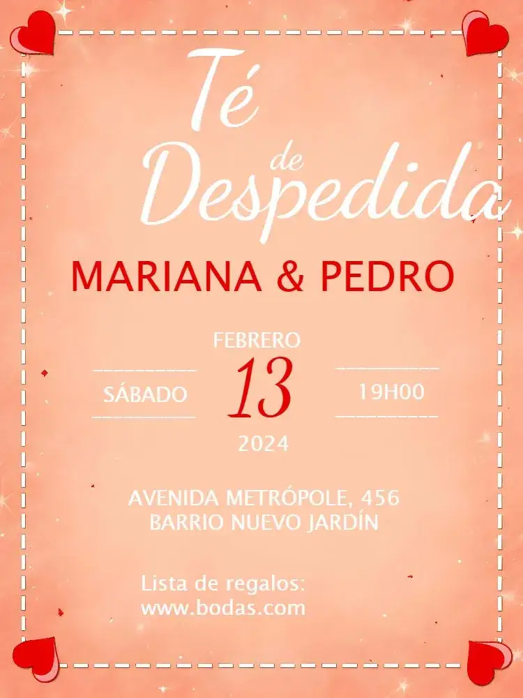 Invitación Despedida de Soltera Corazón Negro – tema Despedida de Soltera moderno, elegante, romántico, negro y rojo, minimalista, chic