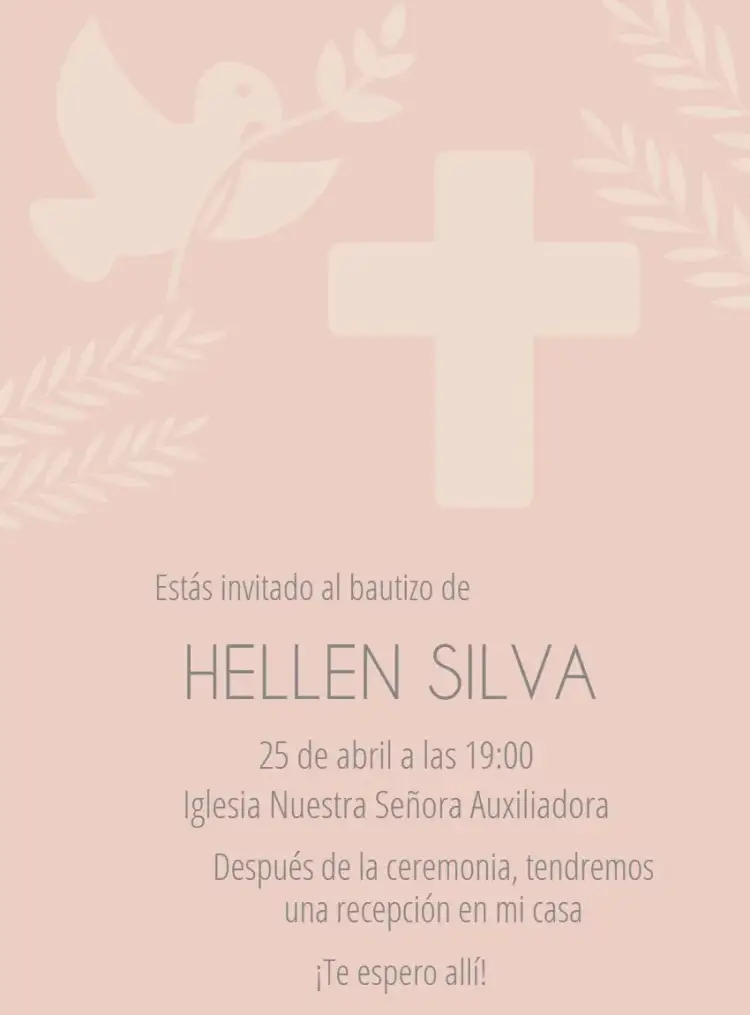 Invitación Bautizo Rosa Niña - Bautismo Iglesia – tema Bautismo rosa, dorado, elegante, infantil, moderno