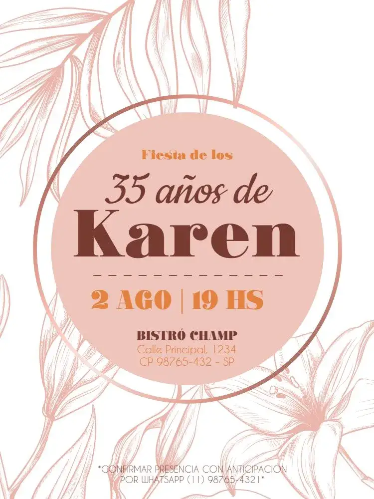 Invitación Rose Gold Rosa – tema Cumpleaños Infantil floral, rosa, oro rosa, delicado, moderno