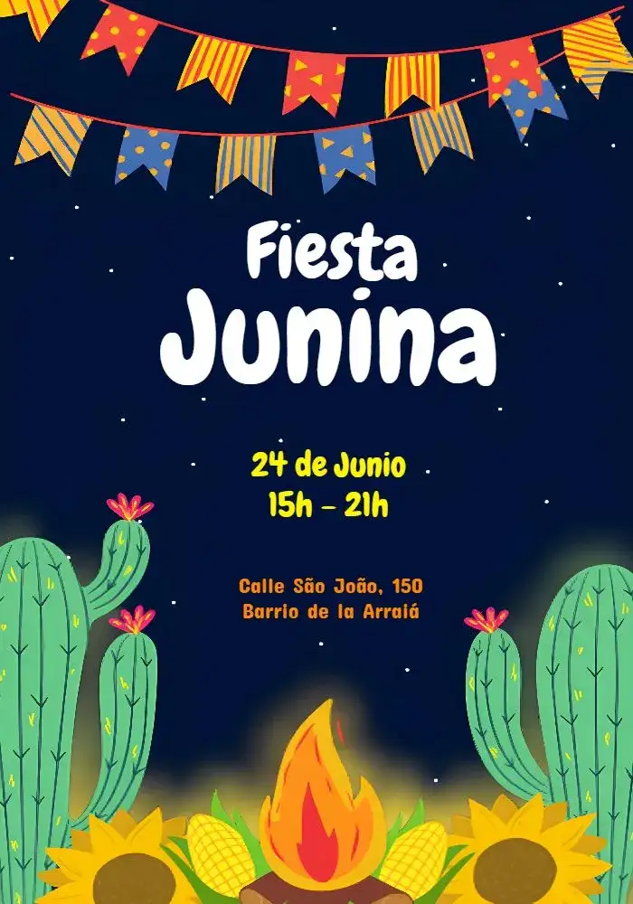 Invitación Para Fiesta Junina Junio – tema Fechas Conmemorativas colorido, rústico, tradicional, vintage, festivo