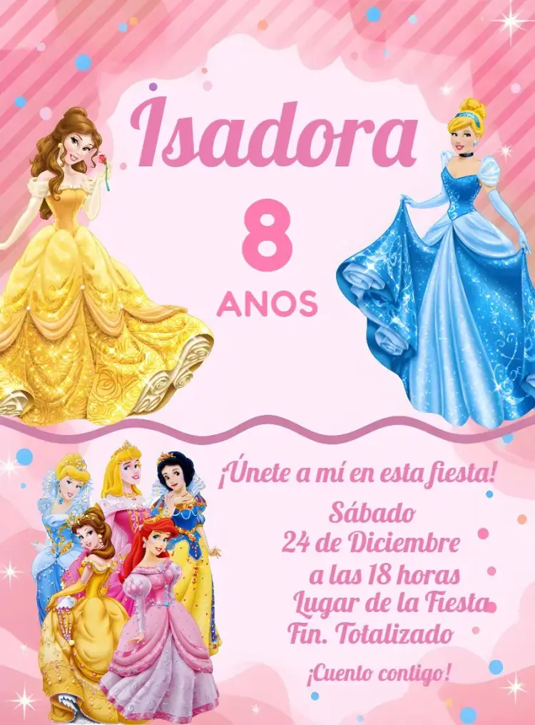 Invitación Princesas Disney Cenicienta