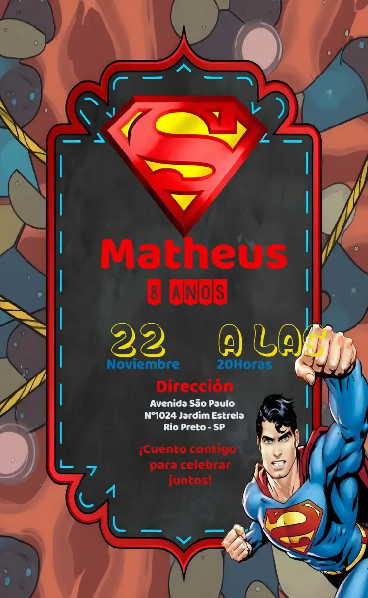 Invitación Super Hombre Héroe