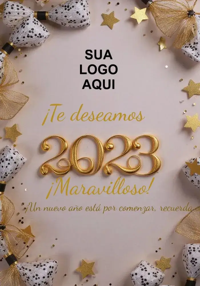 Invitación Año Nuevo 2023 Gris – tema Fechas Conmemorativas gris, dorado, moderno, elegante, minimalista, festivo