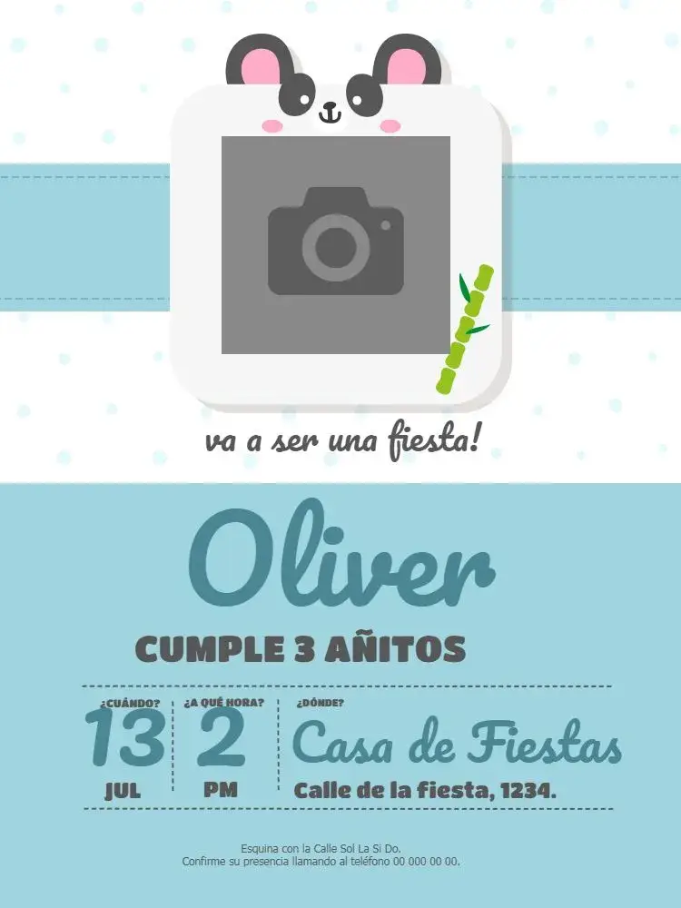 Invitación Panda Niño Blanco