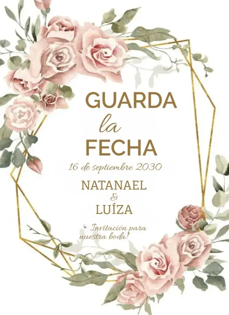 Invitación Rosa Empolvada – tema Boda floral, delicado, romántico, natural, elegante