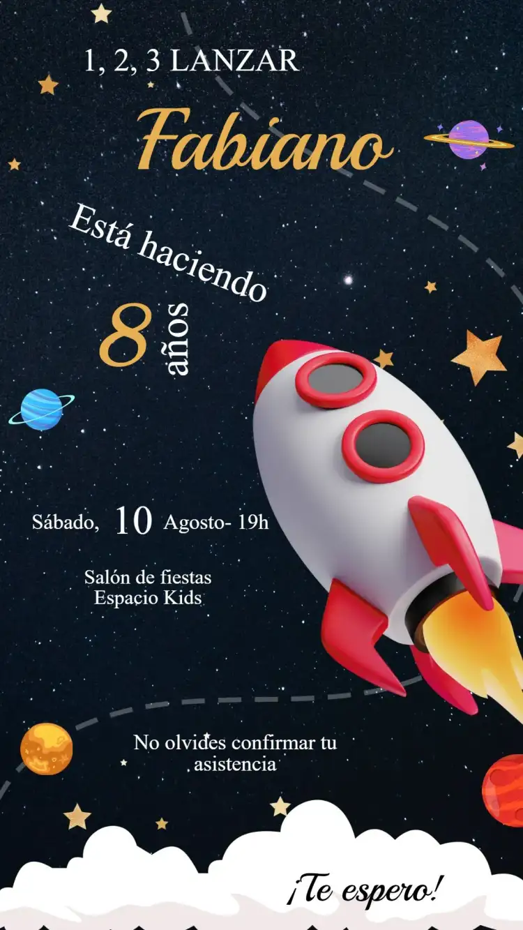 Invitación Cumpleaños Astronauta