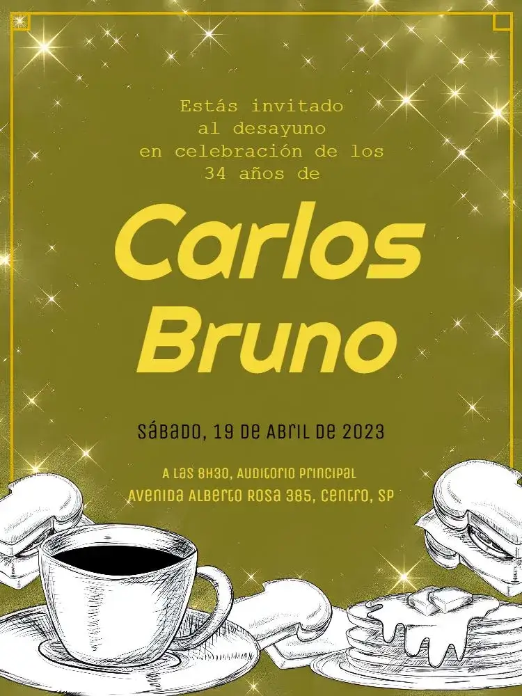 Invitación Desayuno Amarillo – tema Más buscados amarillo, minimalista, moderno, divertido, acogedor, elegante