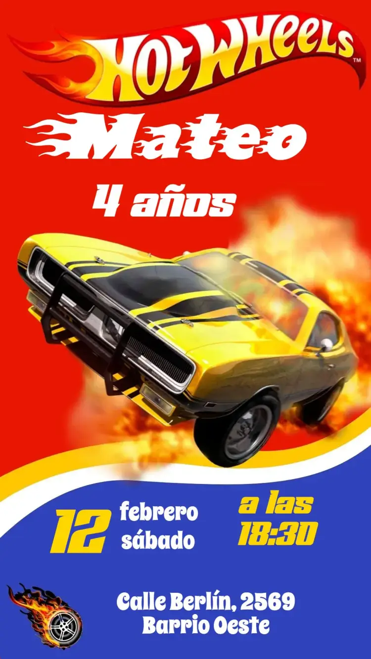 Invitación Hot Wheels
