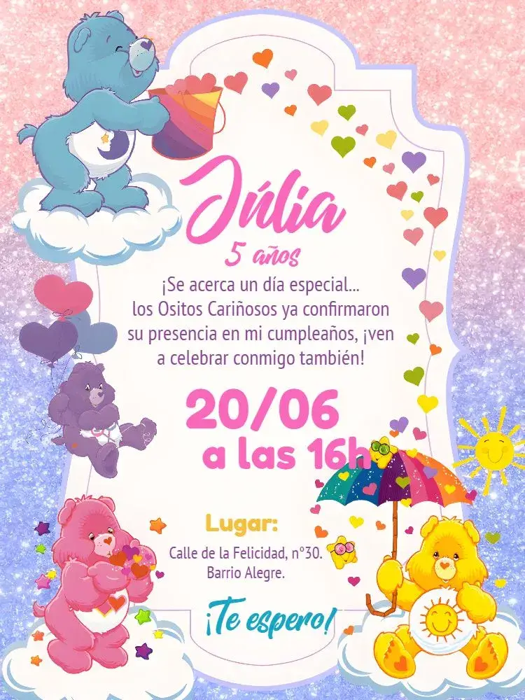 Invitación Ositos Cariñosos Estrella