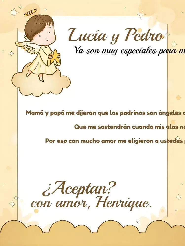 Invitación Bautizo Padrinos Angelito Bautismo