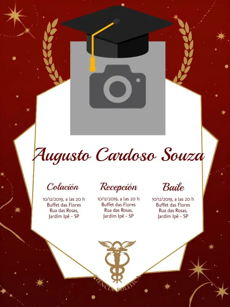 Invitación Graduación en Ciencias Políticas Con Foto de Graduación