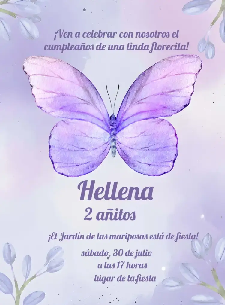 Invitación Mariposa Lila Mariposas – tema Más buscados lila, jardín, mariposas, colorido, infantil, alegre
