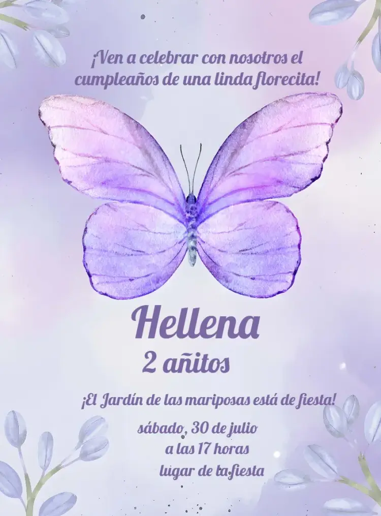 Invitación Mariposa Lila Mariposas