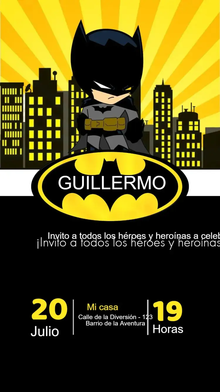 Invitación Cumpleaños Batman