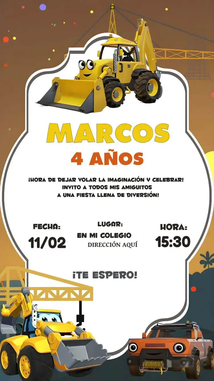 Invitación Construcción Tractor