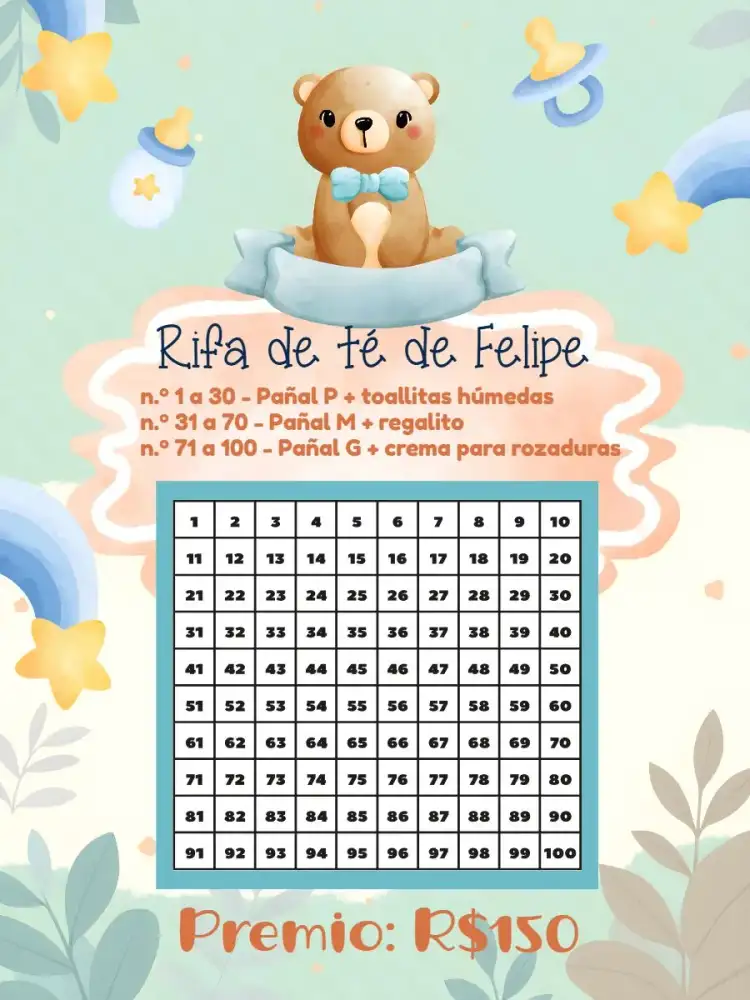 Chá Rifa De Fraldas Ursinho Bichinhos