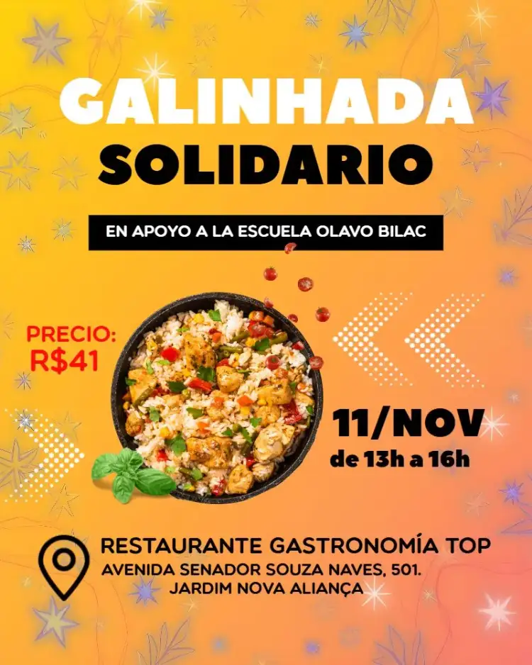 Invitación Arte Para Galinhada Beneficente Carreteiro – tema Más buscados rústico, colorido, alegre, vintage, tropical, festivo