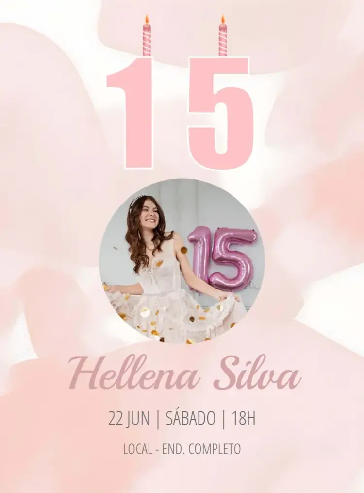 Invitación 15 Años Rosa Con Foto