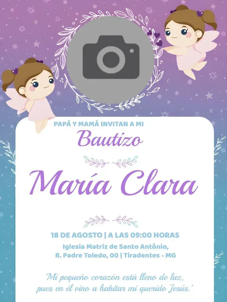 Invitación Presentación Bautismo Con Foto Bautismo