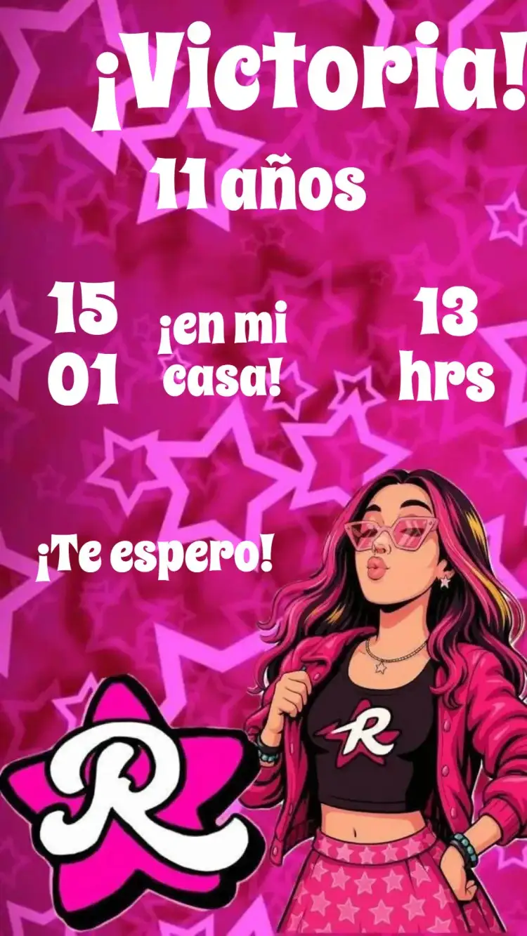 Invitación De Dos Rosa – tema Cumpleaños rosa, delicado, moderno, elegante, floral, alegre