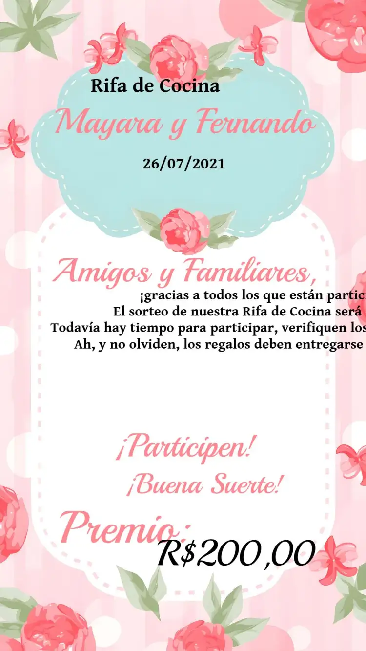 Invitación Recordatorio De Rifa de Té de Cocina – tema Despedida de Soltera floral, moderno, colorido, elegante, femenino, vintage