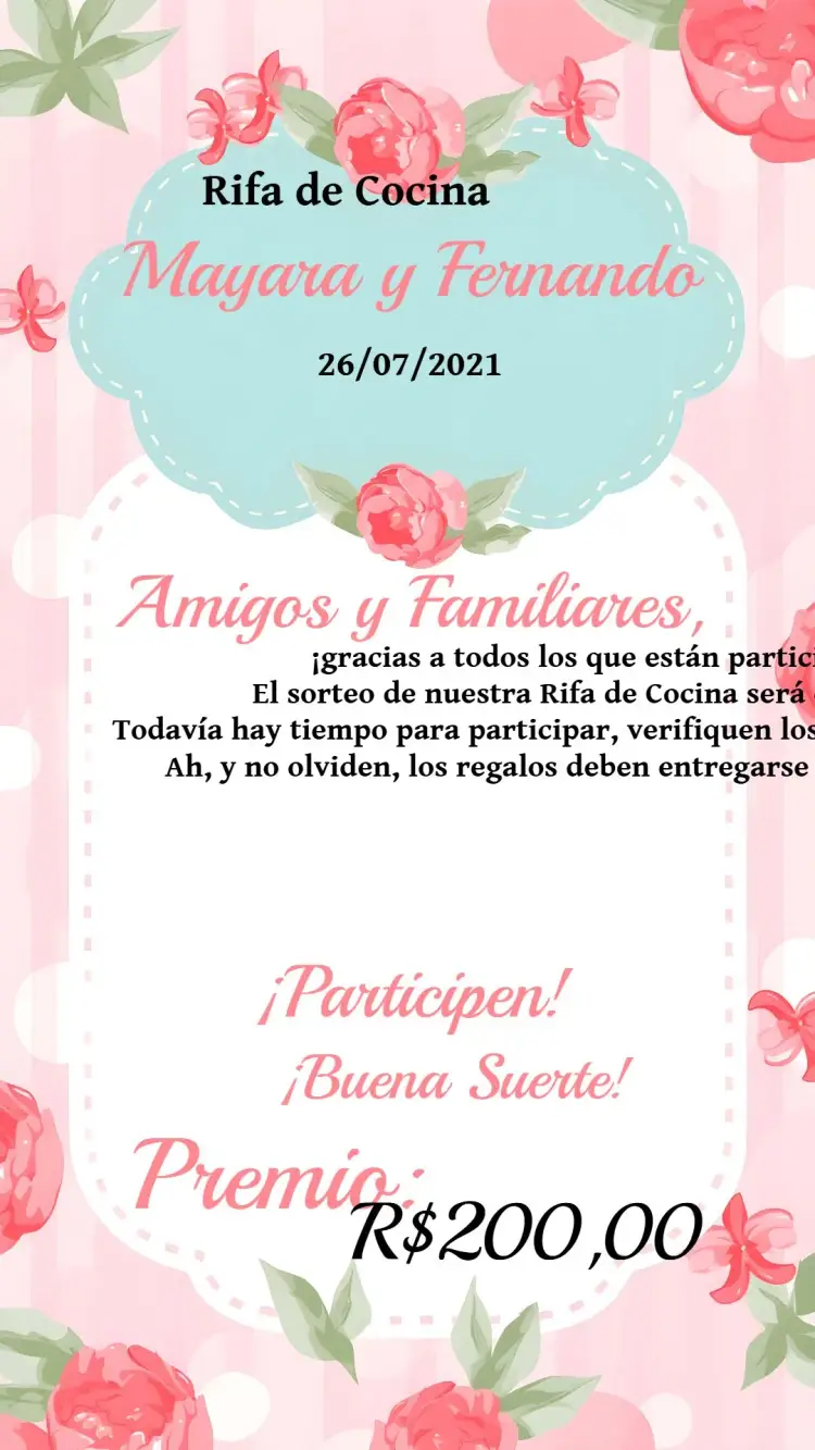 Invitación Recordatorio De Rifa de Té de Cocina