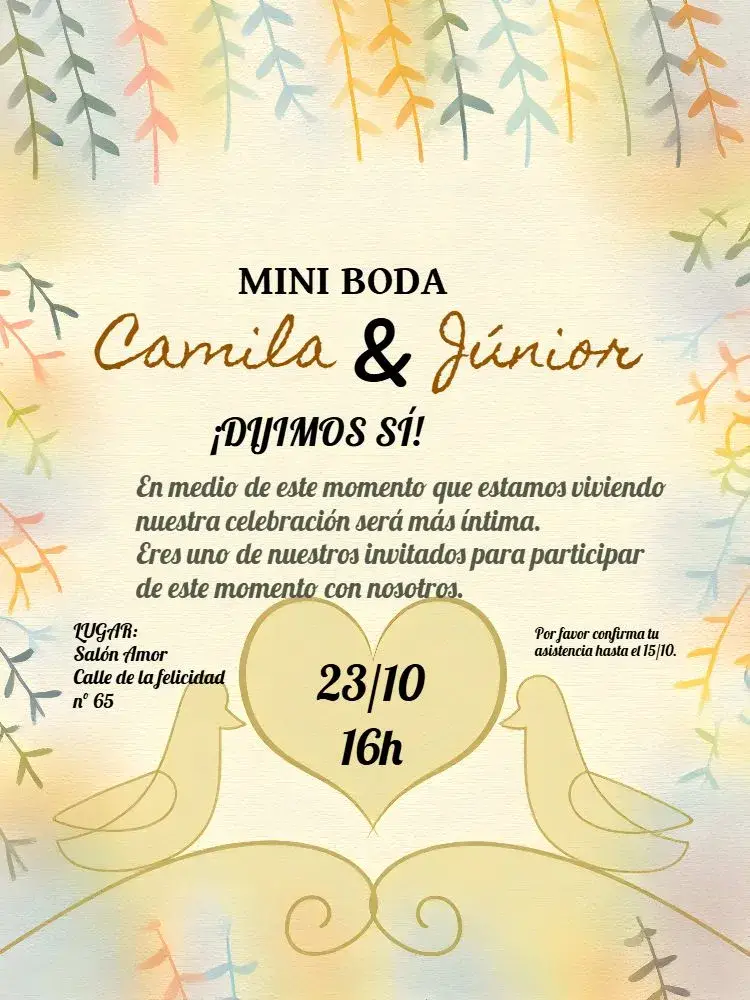 Invitación Boda Floral Beige