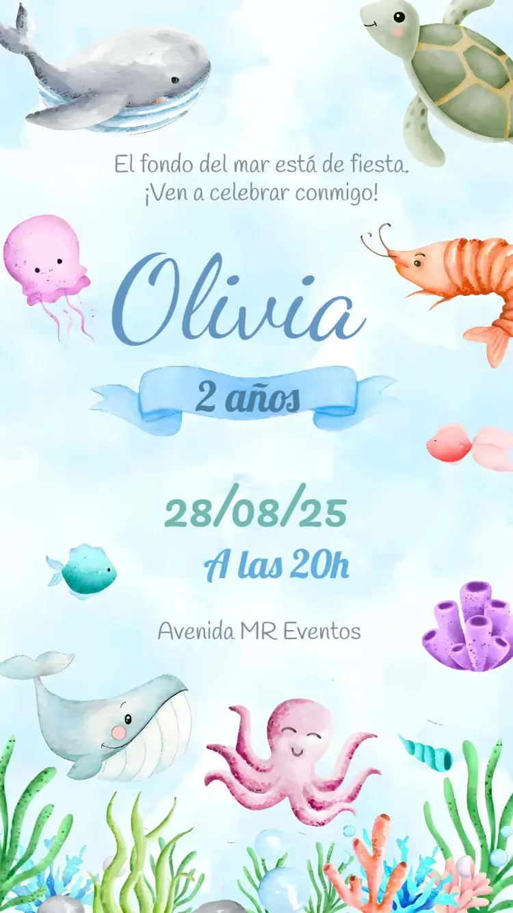 Invitación Fondo Del Mar Algas