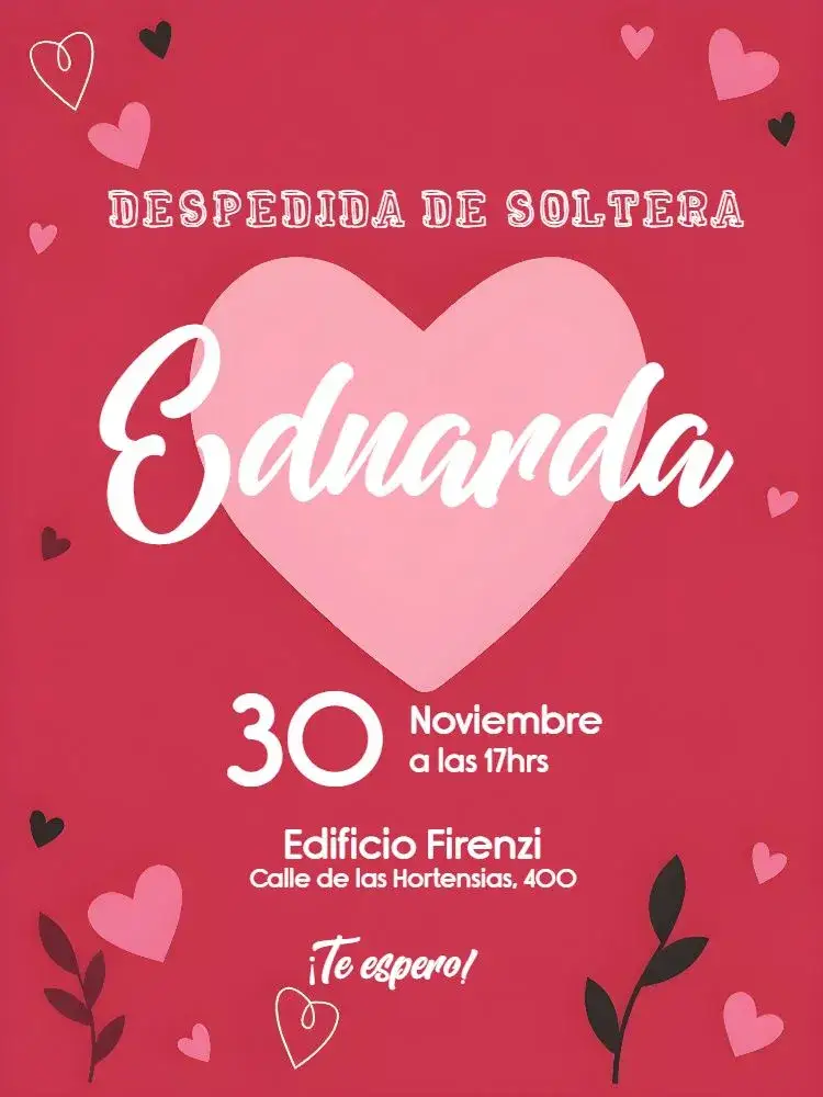 Invitación Despedida de soltera Corazones Boda – tema Despedida de Soltera romántico, delicado, minimalista, moderno, suave, casual