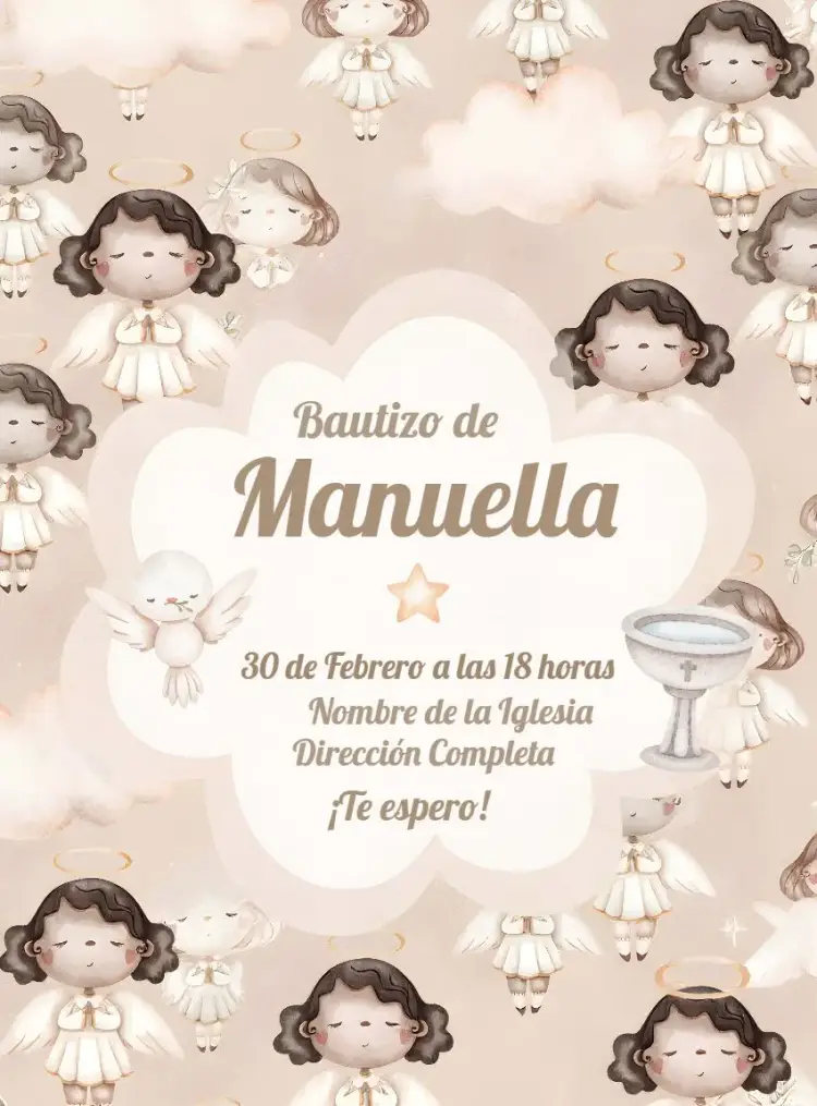 Invitación Bautizo Angelito Infantil