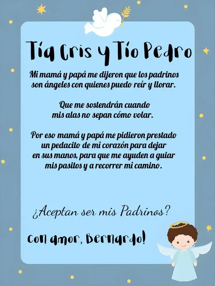 Invitación Padrinos De Bautismo Rosa – tema Bautismo rosa, religioso, delicado, ángeles, moderno
