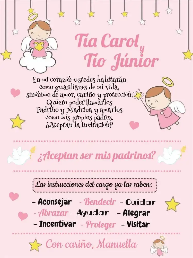 Padrinos Bautismo Niña Rosa Bautizo