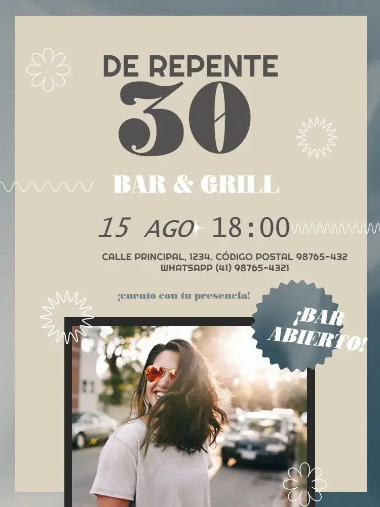 Invitación Repente 30 Moderno Con Foto